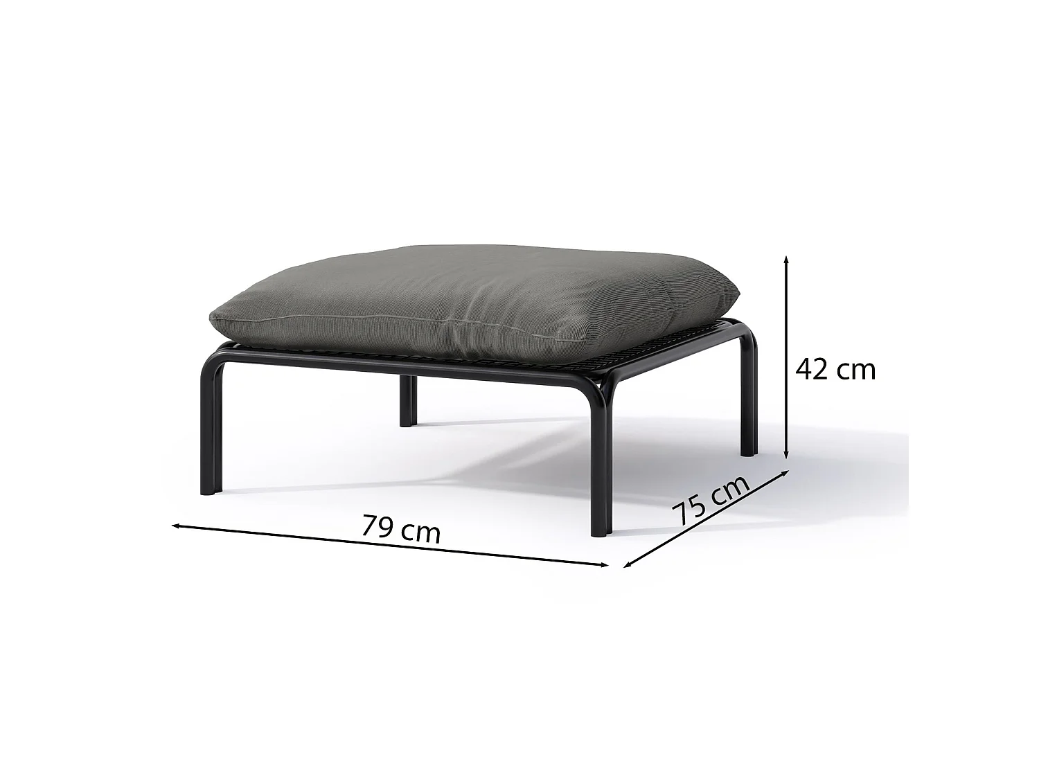 Gartenhocker- mit wasserabweisendem Stoff - Anthrazit/Schwarz - 75 x 72 cm - WORCULLY