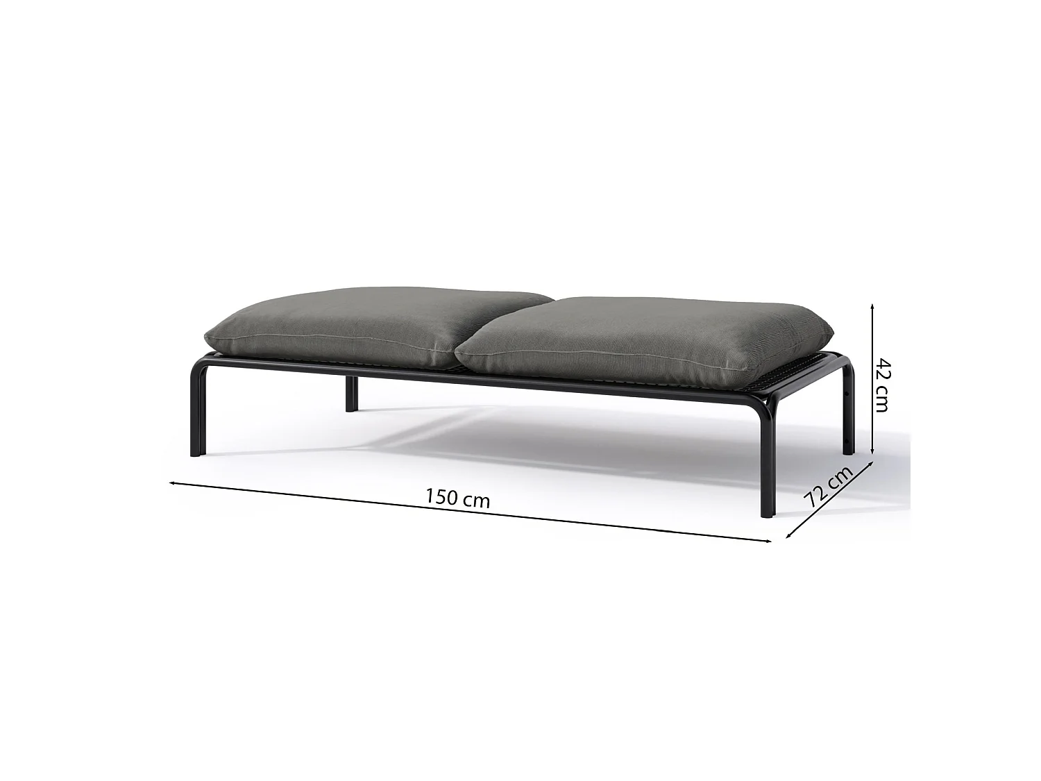 Gartenhocker- mit wasserabweisendem Stoff - Anthrazit/Schwarz - 150 x 72 cm - WORCULLY