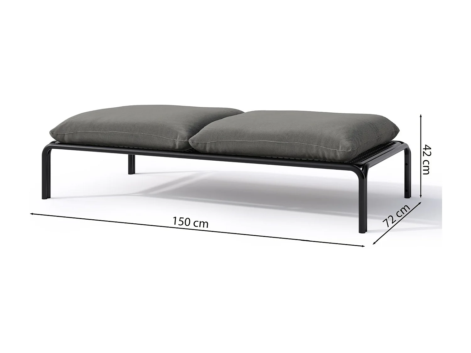 Gartenhocker- mit wasserabweisendem Stoff - Beige/Schwarz - 150 x 72 cm - WORCULLY