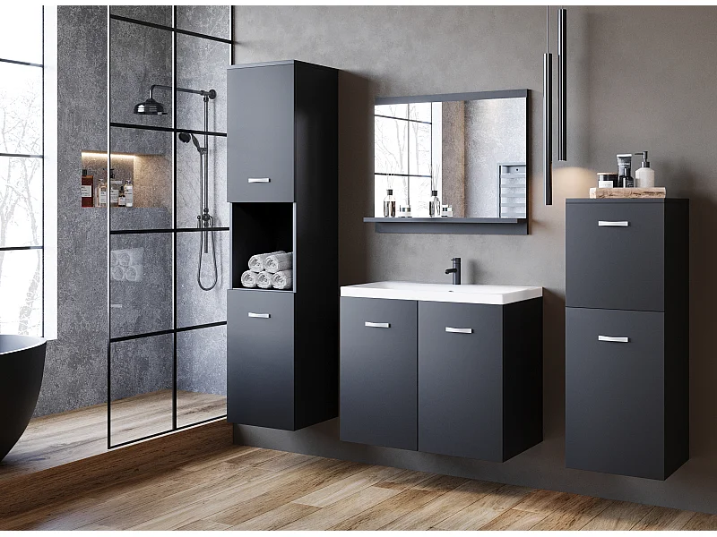 MINIO go for it, Meuble de salle de bain MALAGA en graphite noir