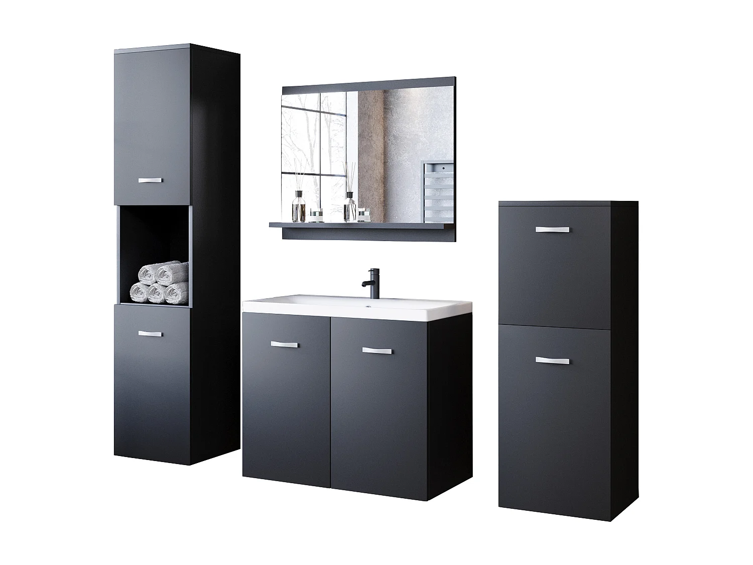 MINIO go for it, Badmöbel MALAGA in schwarzem Graphit