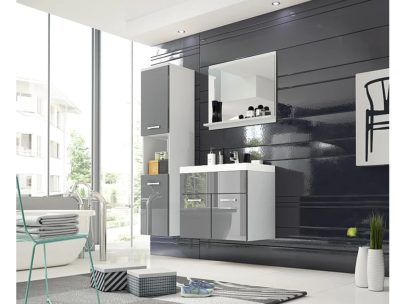 MINIO go for it, Arredo bagno MONTANA in colore bianco/grigio lucido