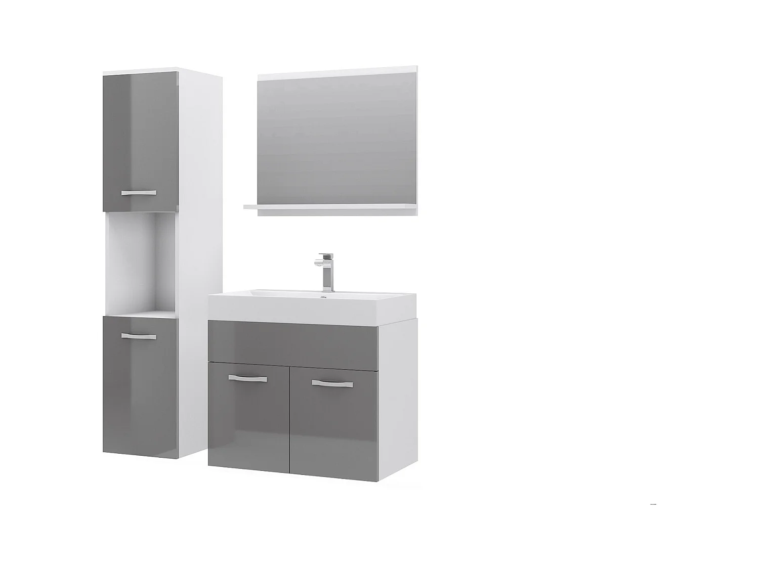 MINIO go for it, Meble łazienkowe MONTANA w kolorze biały/szary połysk