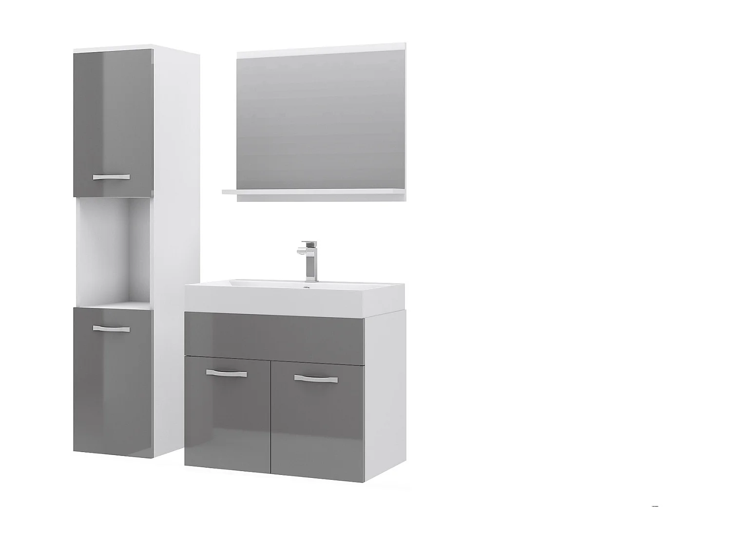 MINIO go for it, Meble łazienkowe MONTANA w kolorze biały/szary połysk