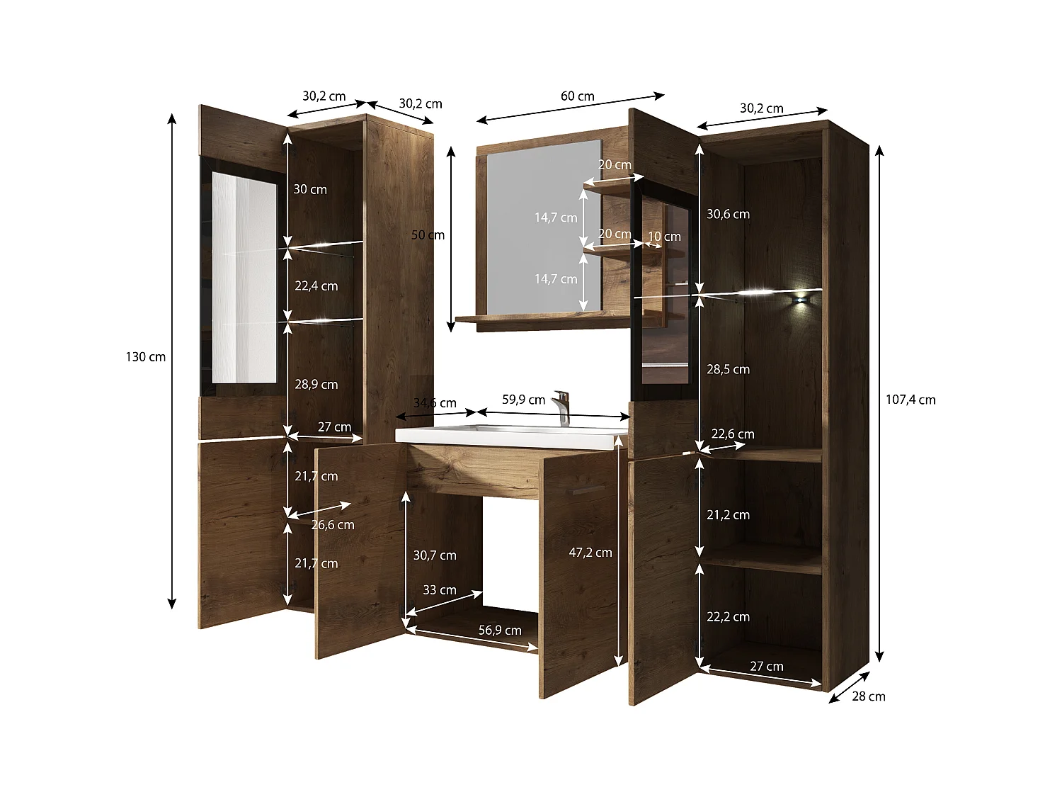 MINIO go for it, Meble łazienkowe MARIT I w kolorze ksztan wrocławski