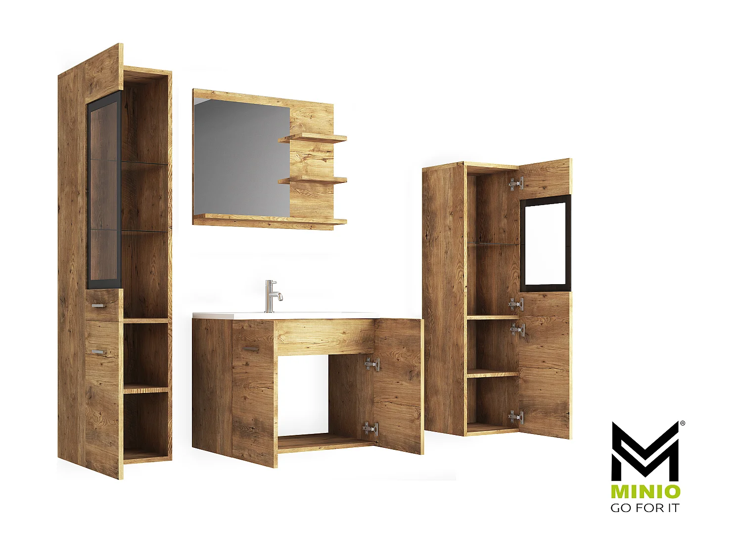 MINIO go for it, Badmöbel MARIT I in Farbe Kastanie