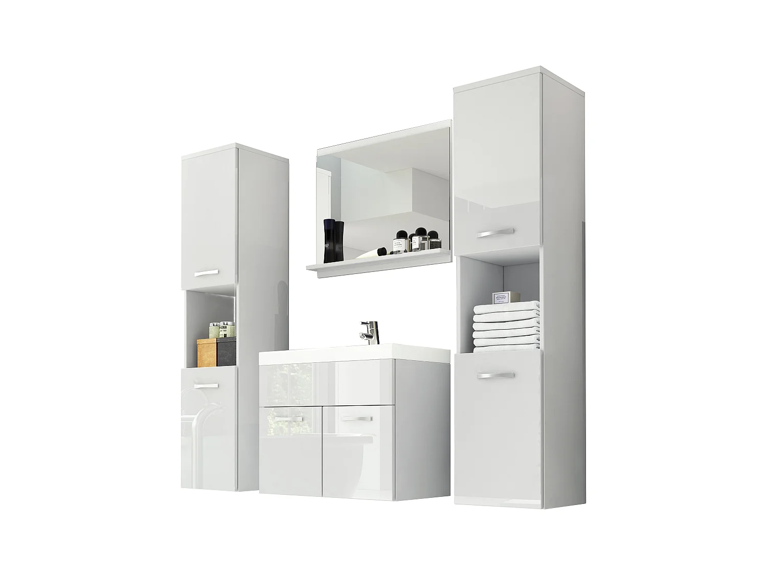 MINIO go for it, Meble łazienkowe MONTANA XL w kolorze biały/biały połysk