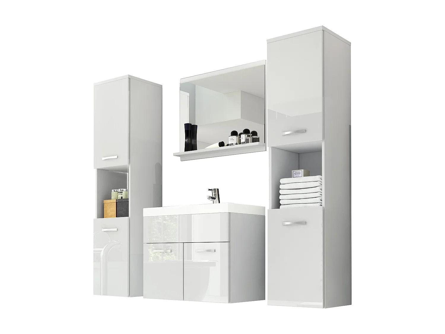 MINIO go for it, Meuble de salle de bain MONTANA XL en couleur blanc/blanc brillant