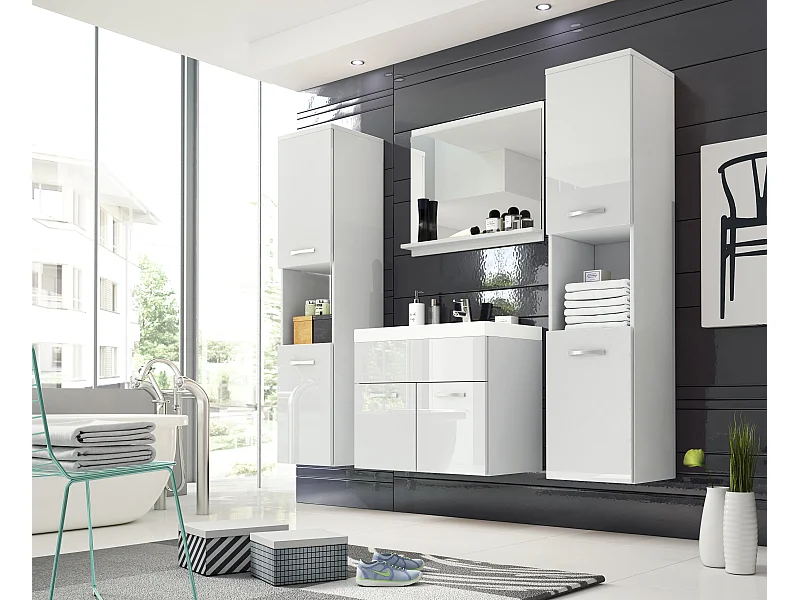 MINIO go for it, Meuble de salle de bain MONTANA XL en couleur blanc/blanc brillant