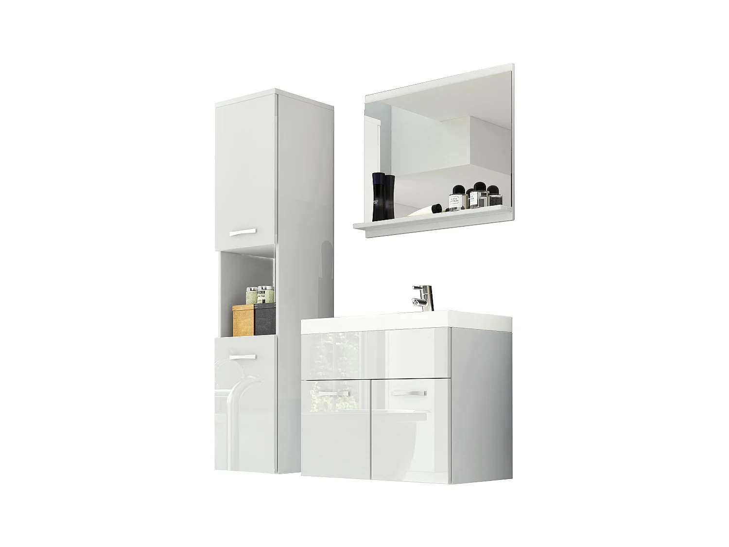 MINIO go for it, Meble łazienkowe MONTANA w kolorze biały/biały połysk