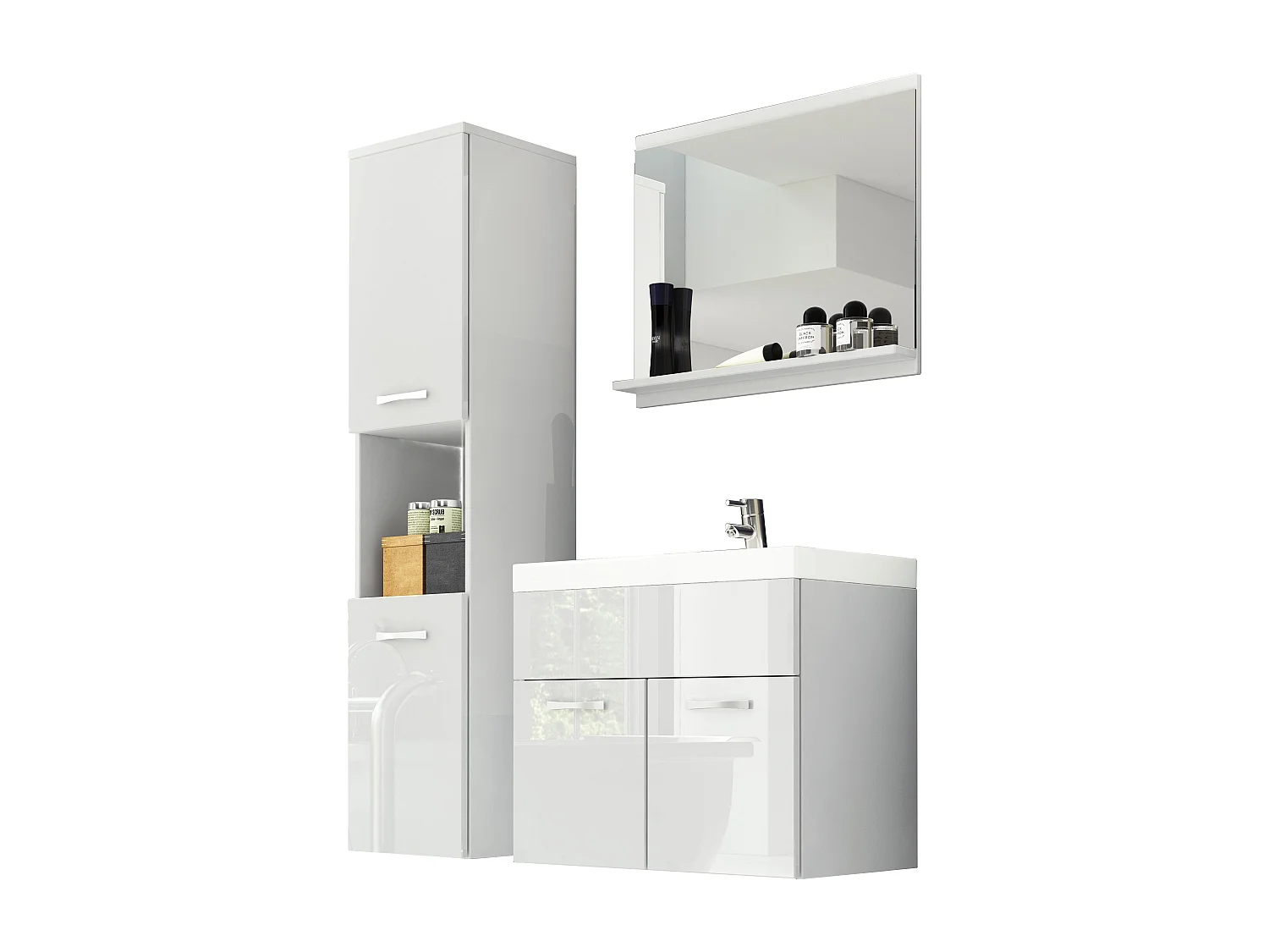 MINIO go for it, Meble łazienkowe MONTANA w kolorze biały/biały połysk