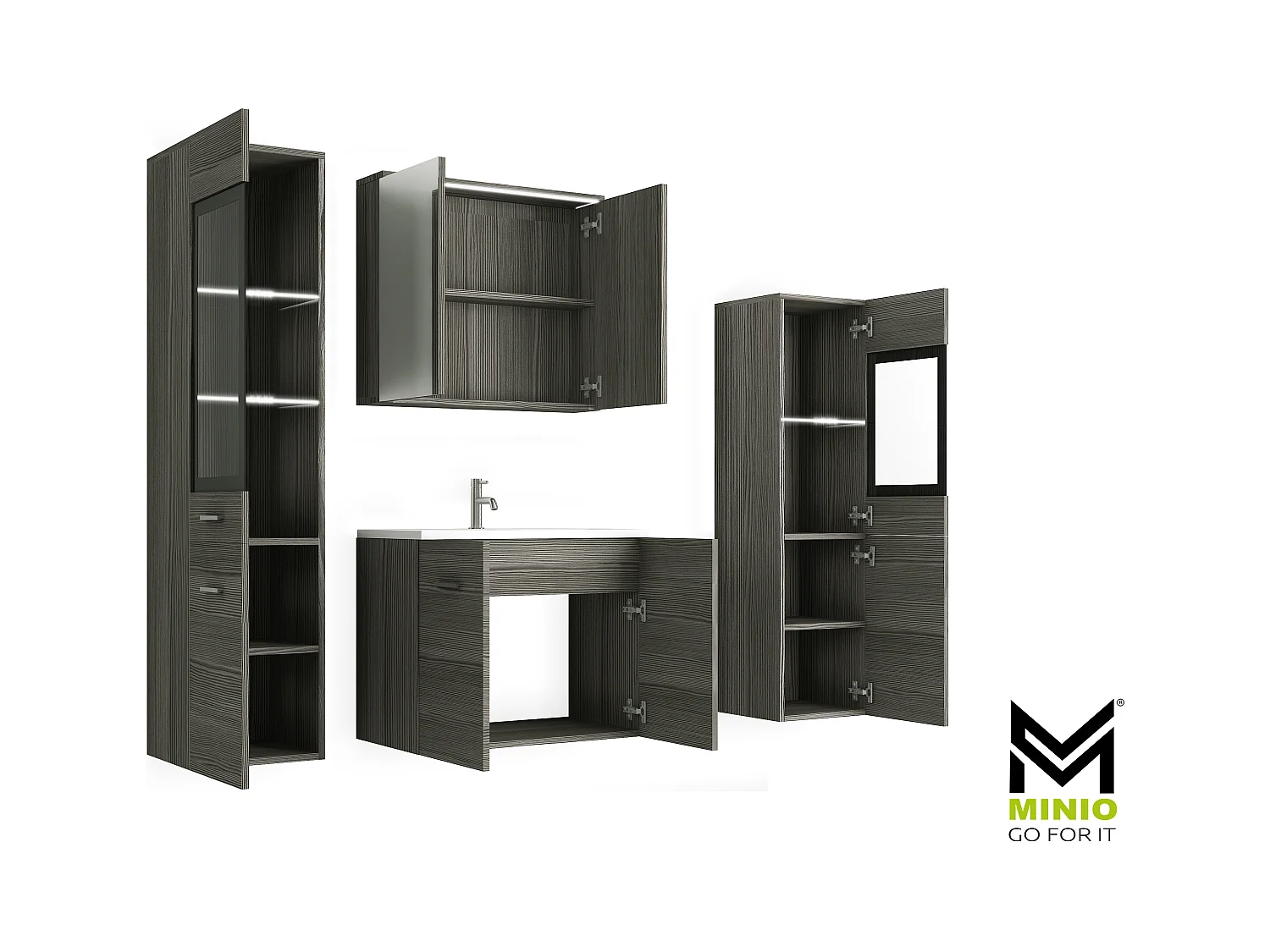 MINIO go for it, Meble łazienkowe MARIT II w kolorze sosna bodega