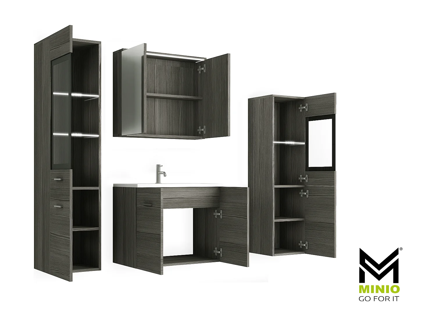 MINIO go for it, Meuble de salle de bain MARIT II en pin bodega