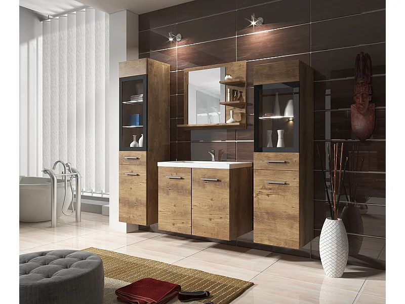 MINIO go for it, Badkamermeubel MARIT I in kleur kastanje, met LED verlichting