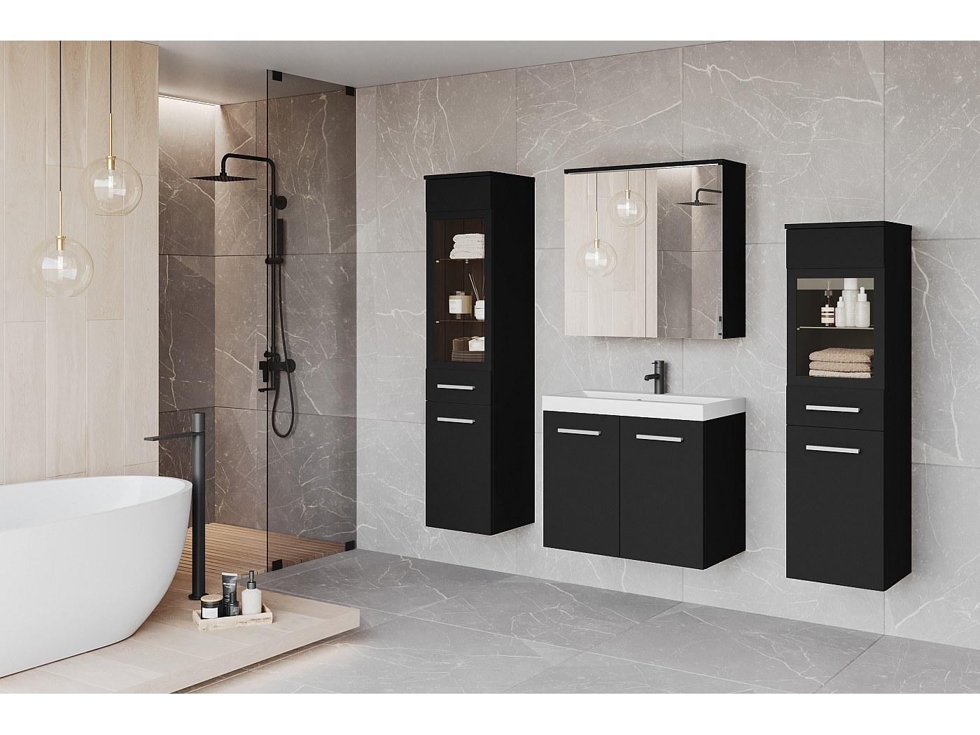 MINIO go for it, Meuble de salle de bain MARIT II en noir graphite