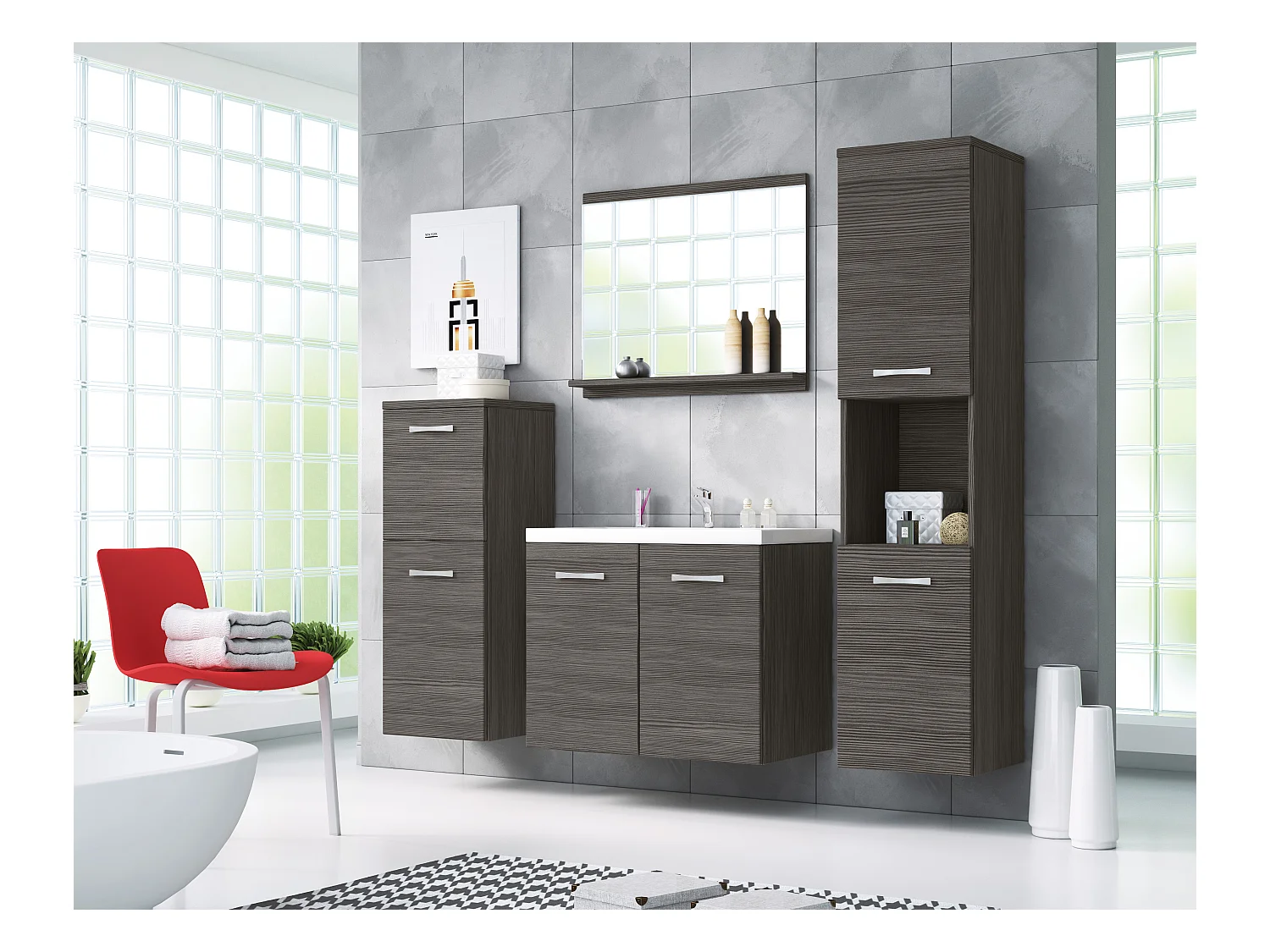 MINIO go for it, Meble łazienkowe MALAGA w kolorze sosna bodega