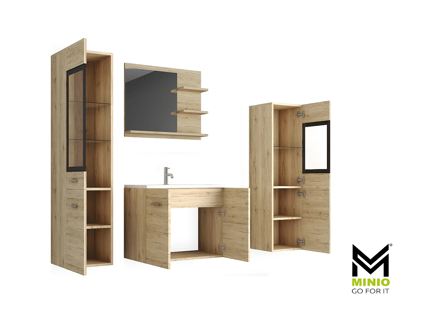 MINIO go for it, Meuble de salle de bain MARIT I en chêne couleur san remo