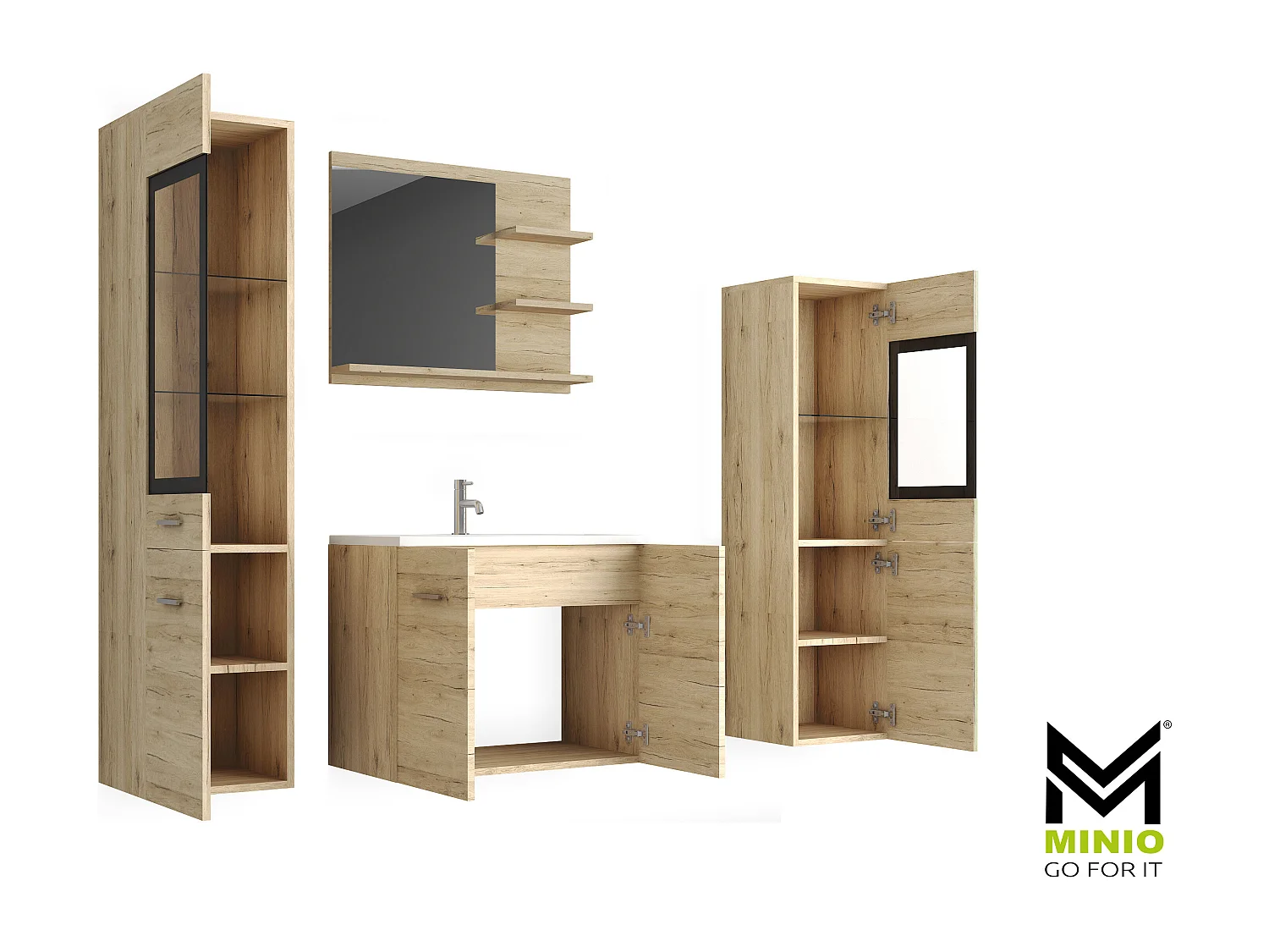 MINIO go for it, Meuble de salle de bain MARIT I en chêne couleur san remo