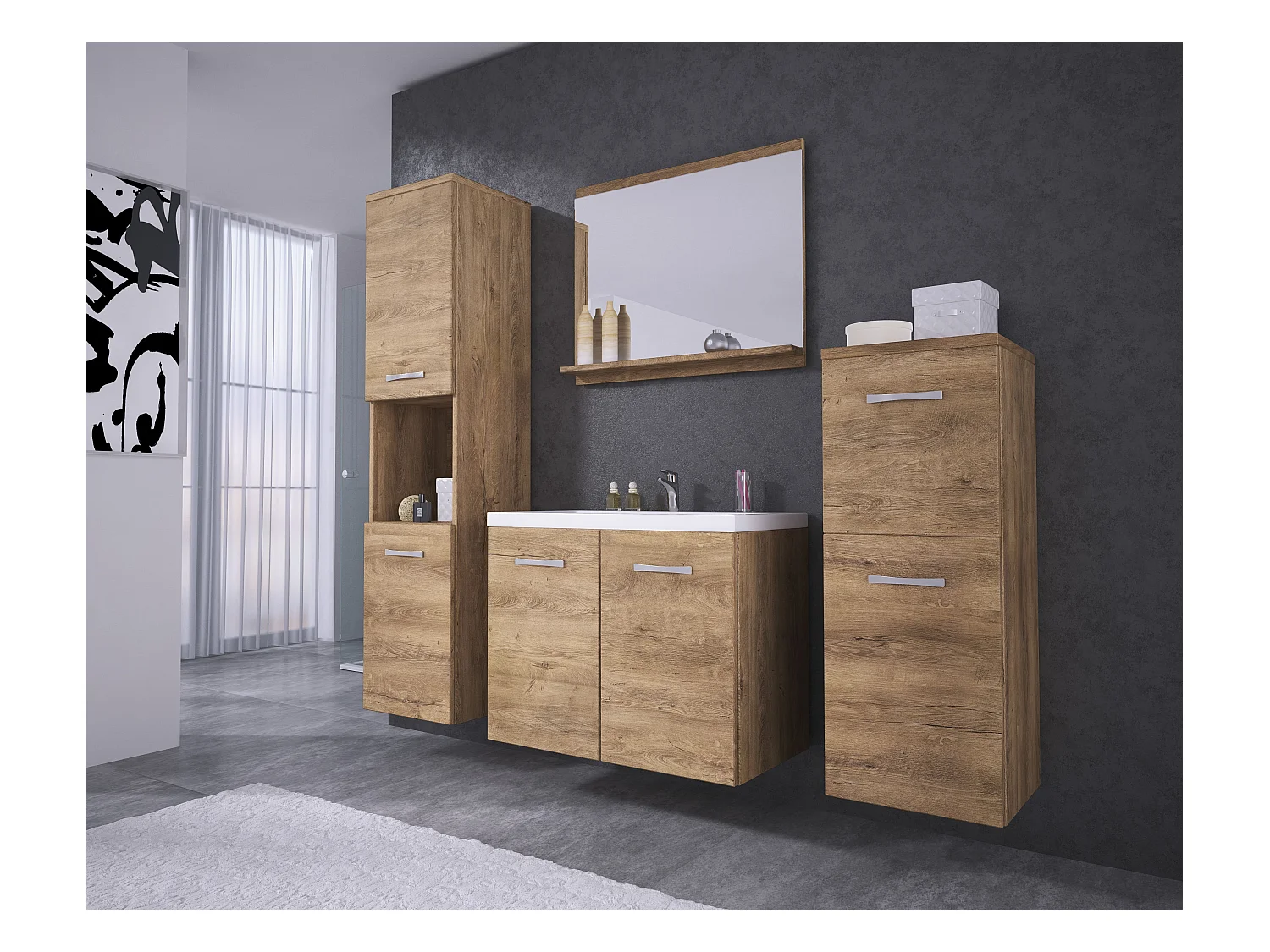 MINIO go for it, Badmöbel MALAGA in Eiche lefkas