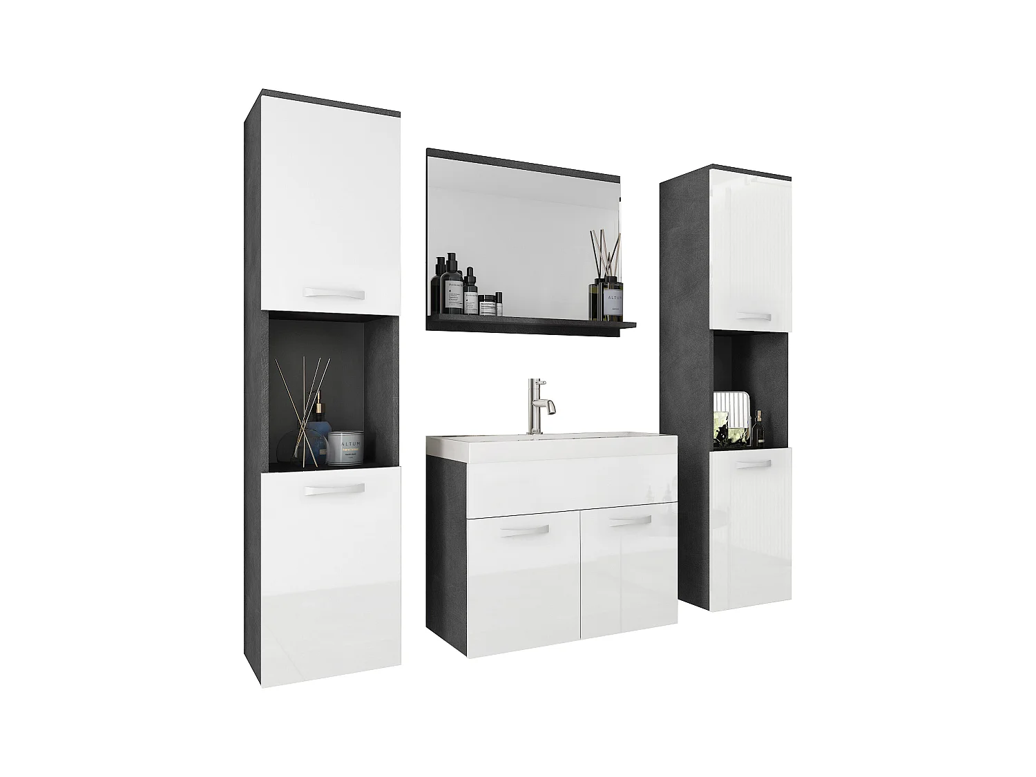 MINIO go for it, Meble łazienkowe MONTANA XL w kolorze matera/biały połysk