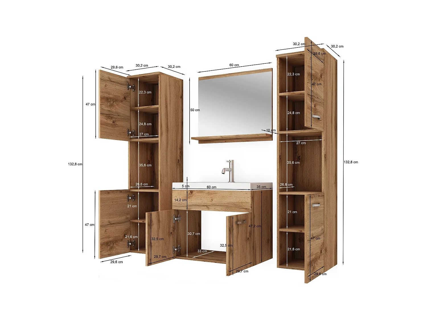 MINIO go for it, Meble łazienkowe MONTANA XL w kolorze matera/biały połysk