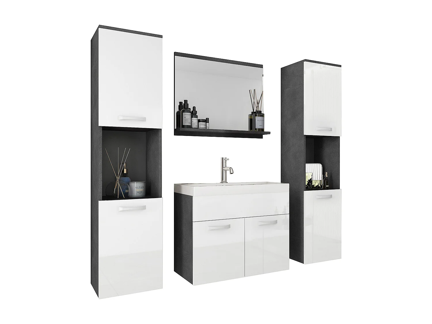 MINIO go for it, Meuble de salle de bain MONTANA XL en couleur matelas/blanc brillant