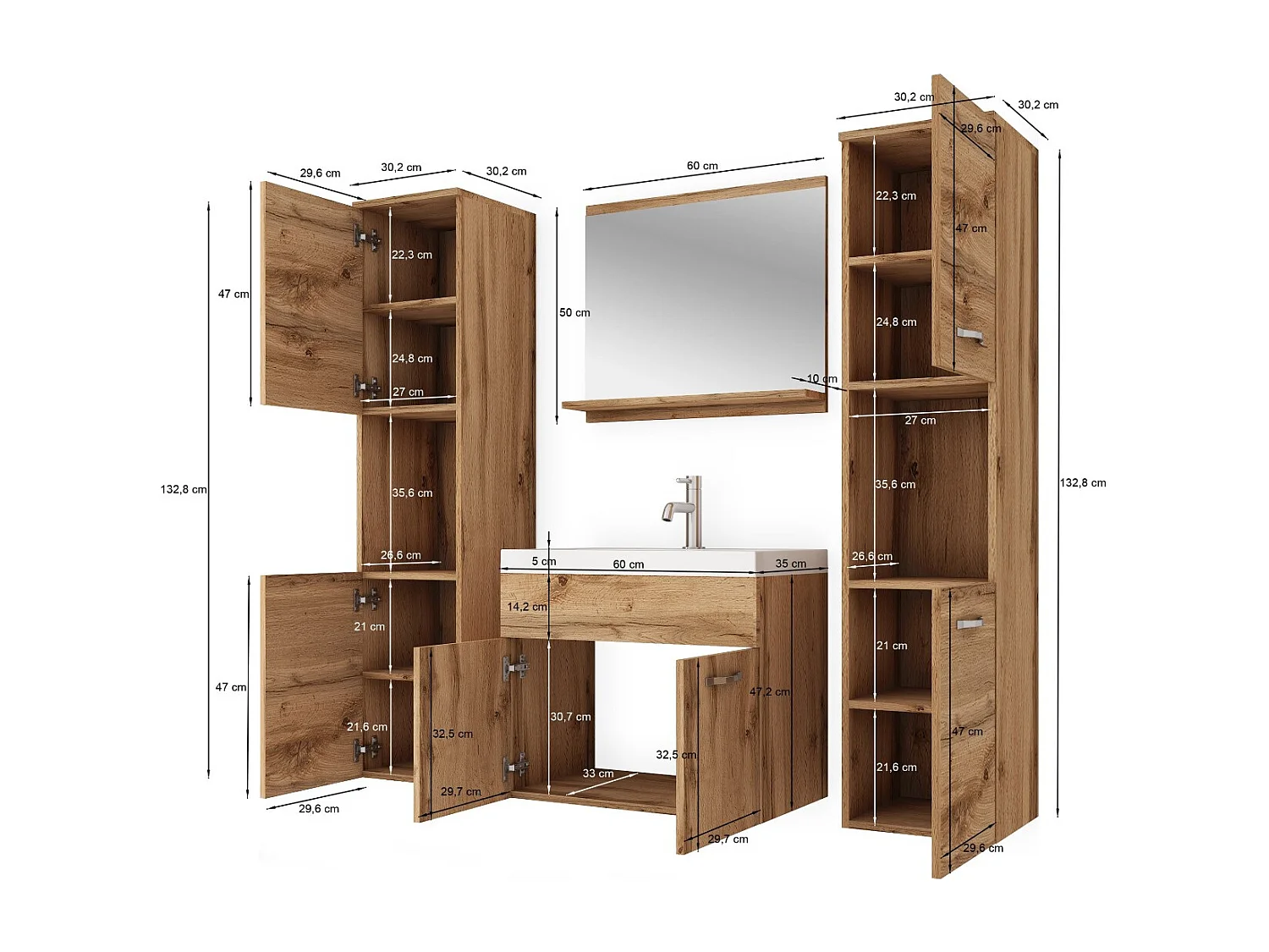 MINIO go for it, Meuble de salle de bain MONTANA XL en couleur matelas/blanc brillant