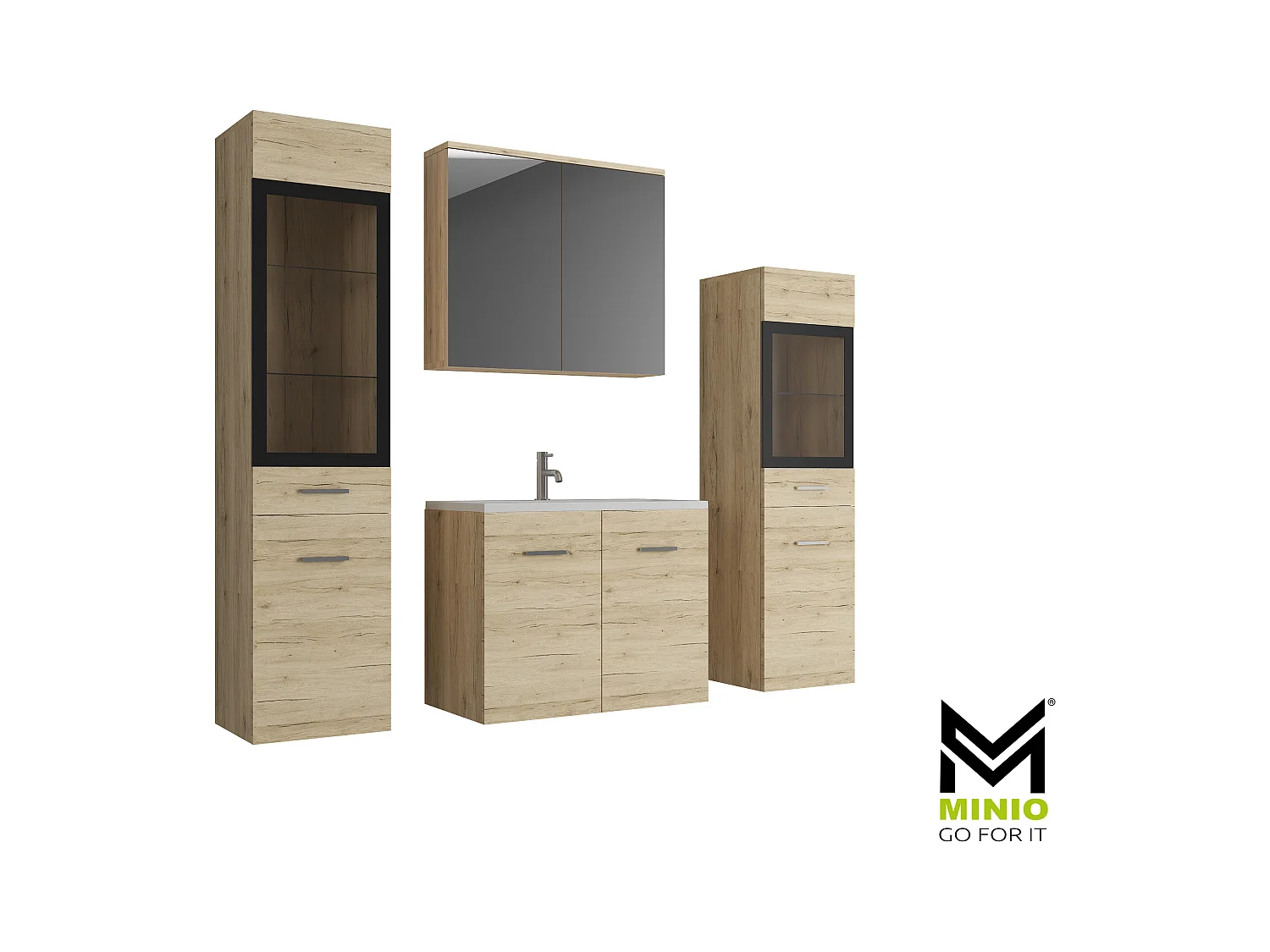 MINIO go for it, Meble łazienkowe MARIT II w kolorze dąb san remo