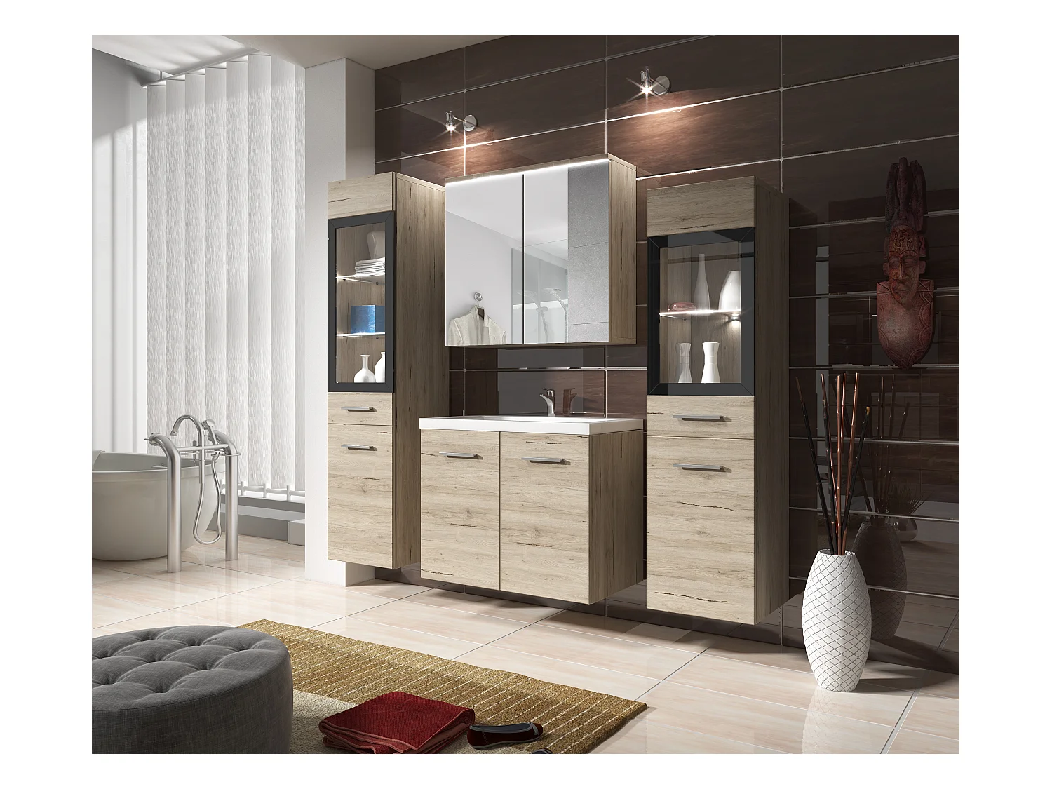 MINIO go for it, Meuble de salle de bain MARIT II en couleur chêne san remo