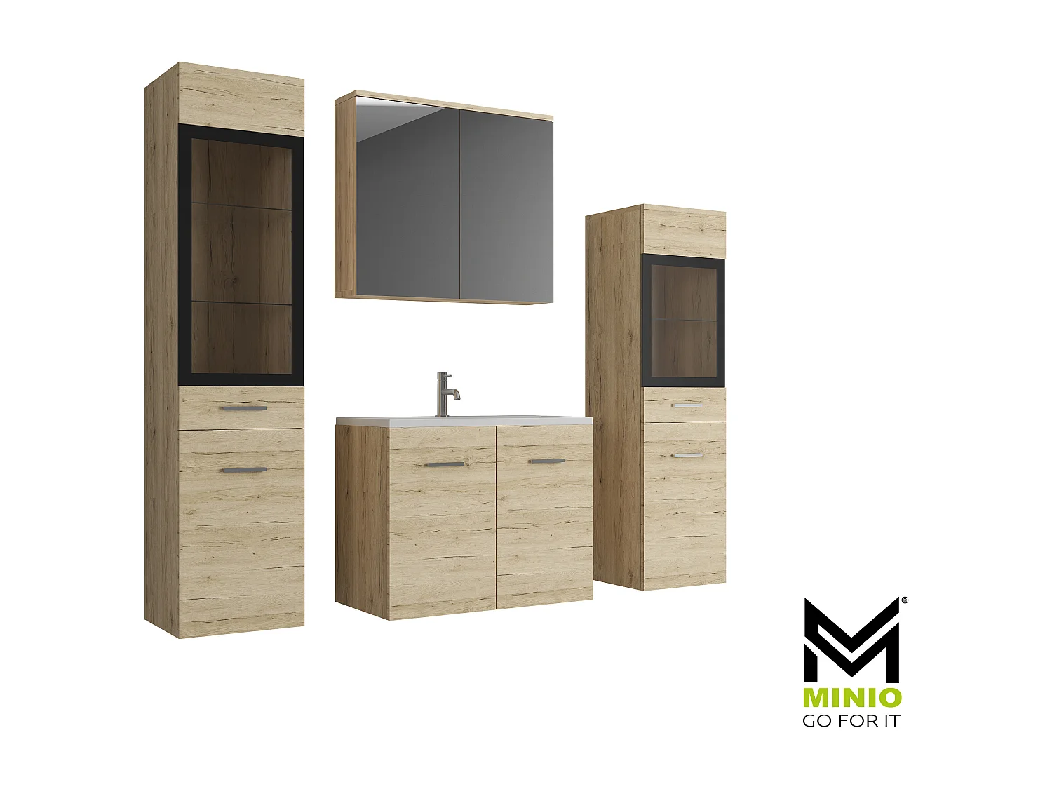 MINIO go for it, Meble łazienkowe MARIT II w kolorze dąb san remo