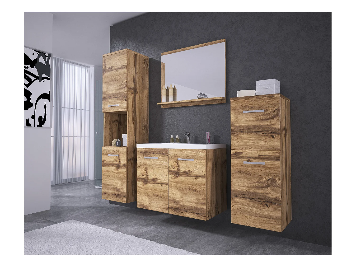 MINIO go for it, Meuble de salle de bain MALAGA en chêne wotan