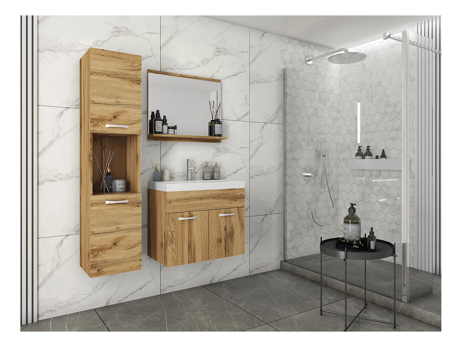 MINIO go for it, Meuble de salle de bain MONTANA en couleur châtaigne