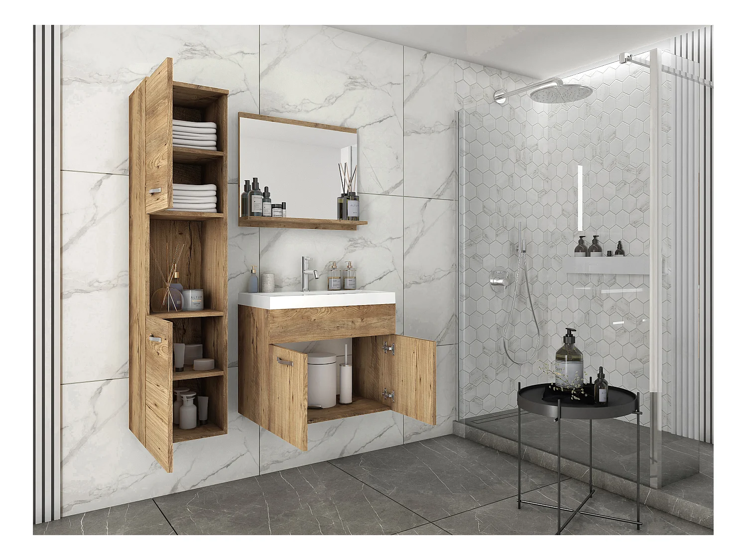 MINIO go for it, Meuble de salle de bain MONTANA en couleur châtaigne