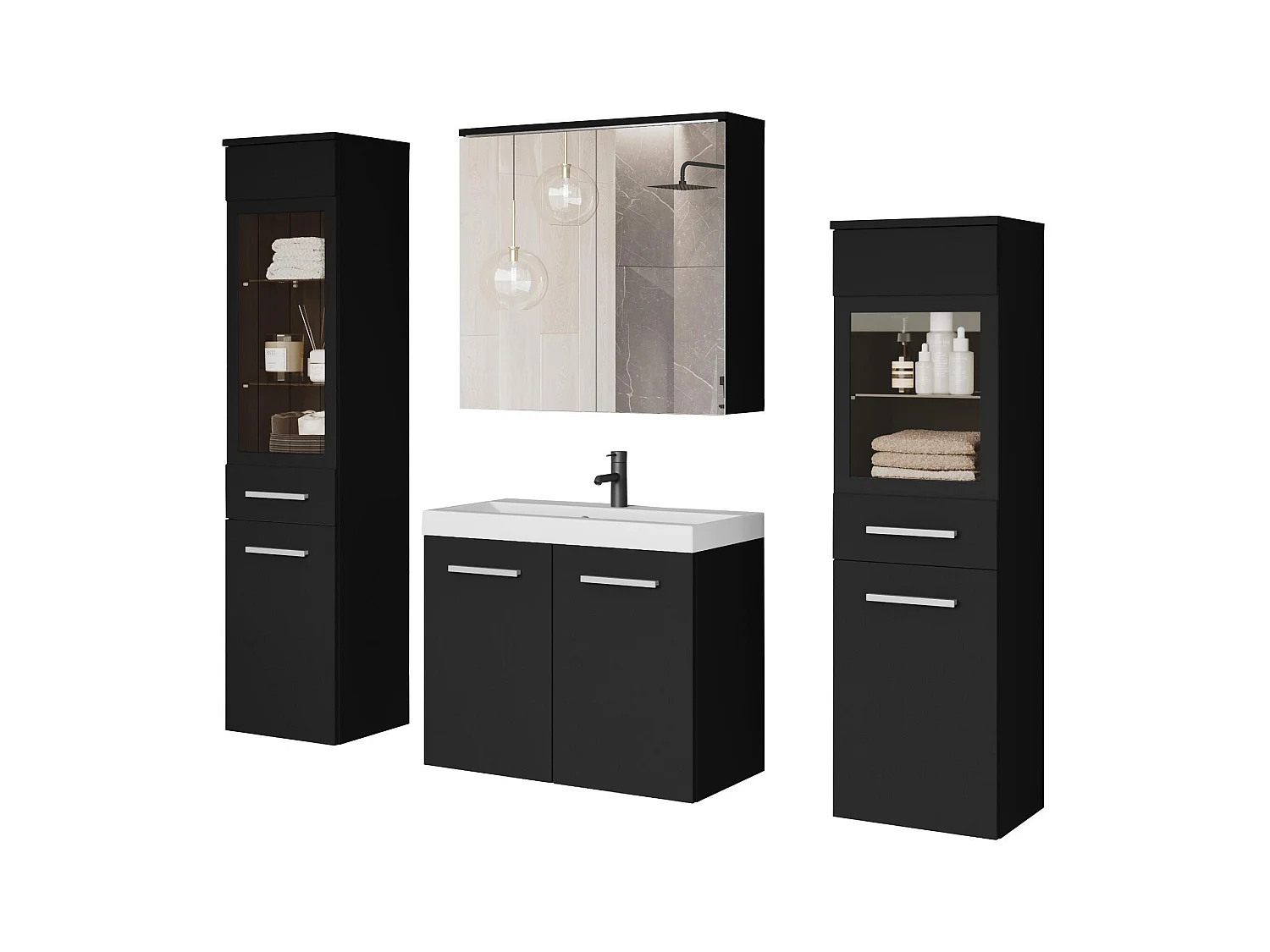 MINIO go for it, Meble łazienkowe MARIT II w kolorze czarny grafit