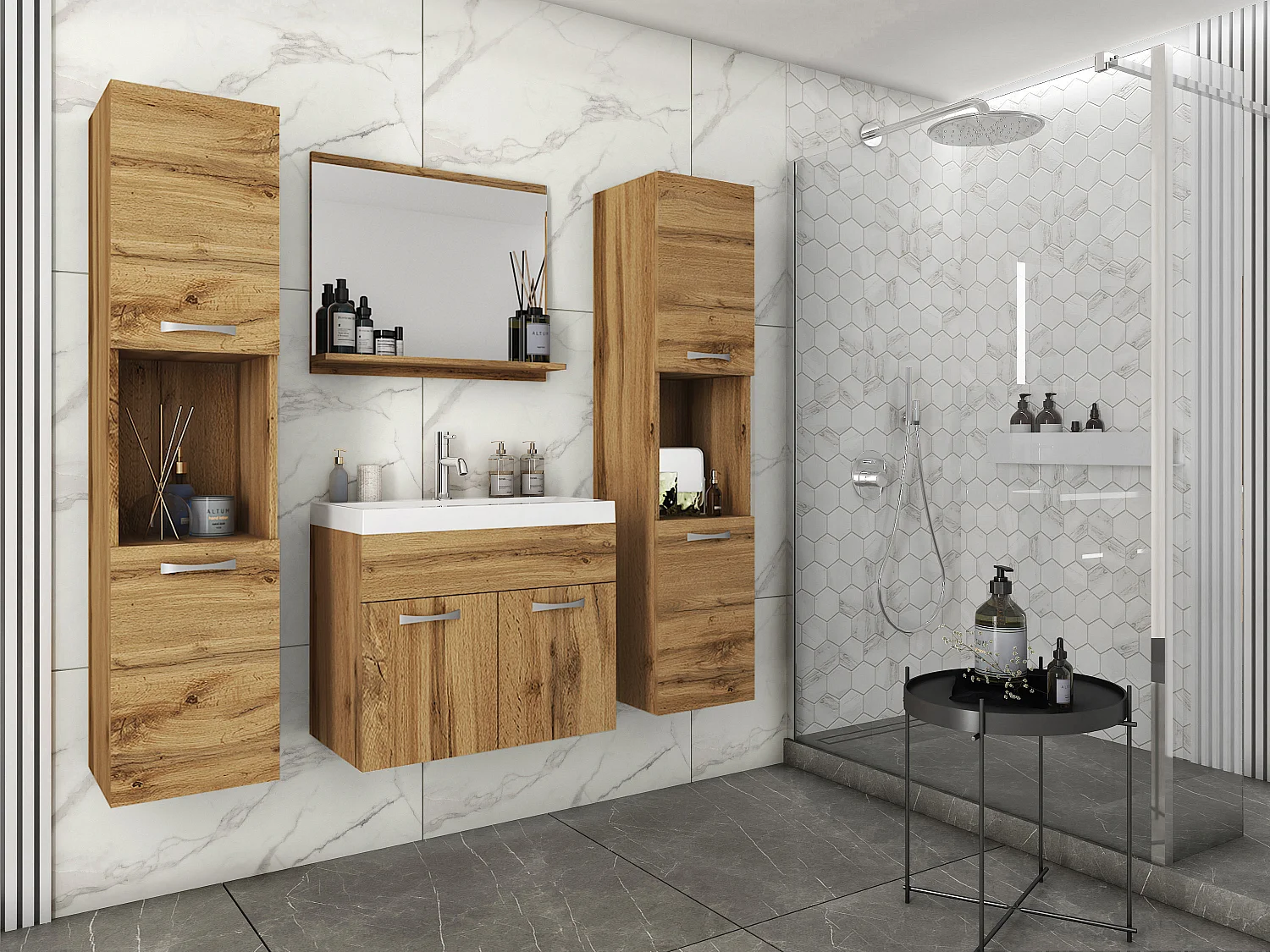 MINIO go for it, Meuble de salle de bain MONTANA XL en couleur chêne wotan