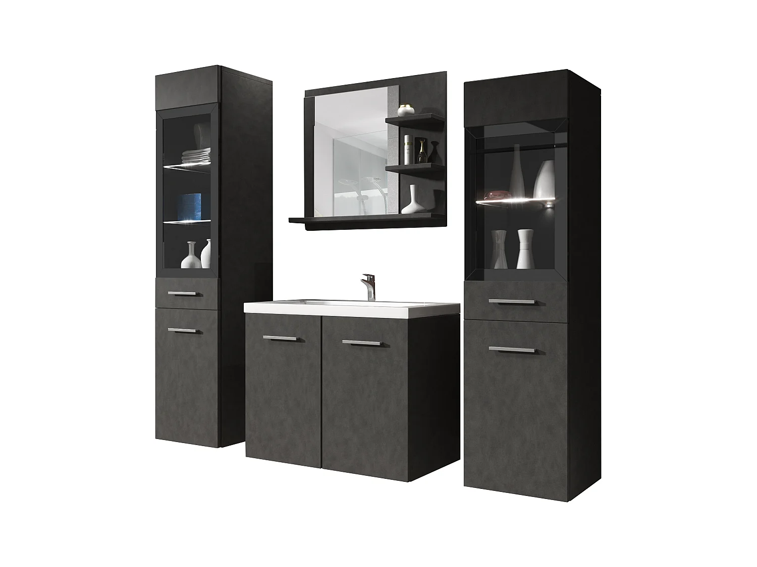 MINIO go for it, Meble łazienkowe MARIT I w kolorze matera, z oświetleniem LED