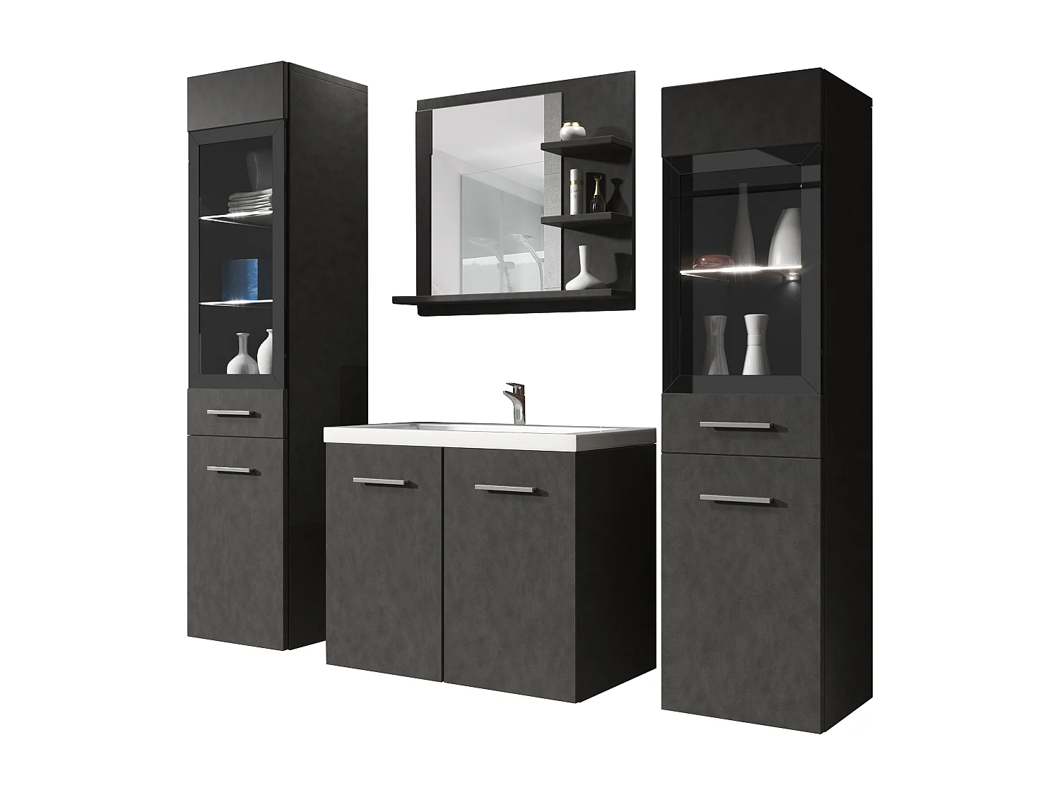MINIO go for it, Badmöbel MARIT I in der Farbe Matera, mit LED-Beleuchtung