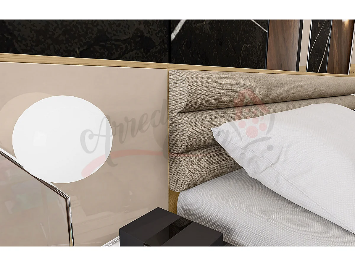 Letto matrimoniale rovere con comodini integrati 160x200 rovere naturale LI24