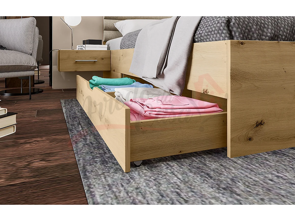 Letto matrimoniale rovere con comodini integrati 160x200 rovere naturale LI24