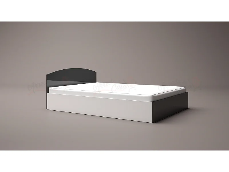 Letto alla francese design moderno con contenitore 190x140 bianco lucido e grigio lucido LG6