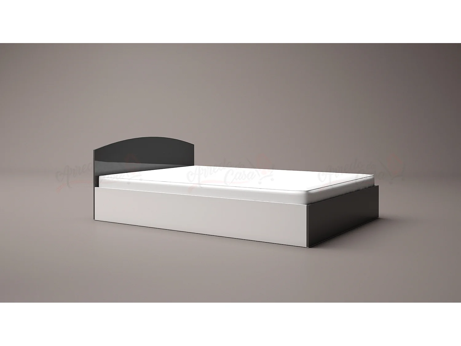 Letto alla francese design moderno con contenitore 190x140 bianco lucido e grigio lucido LG6