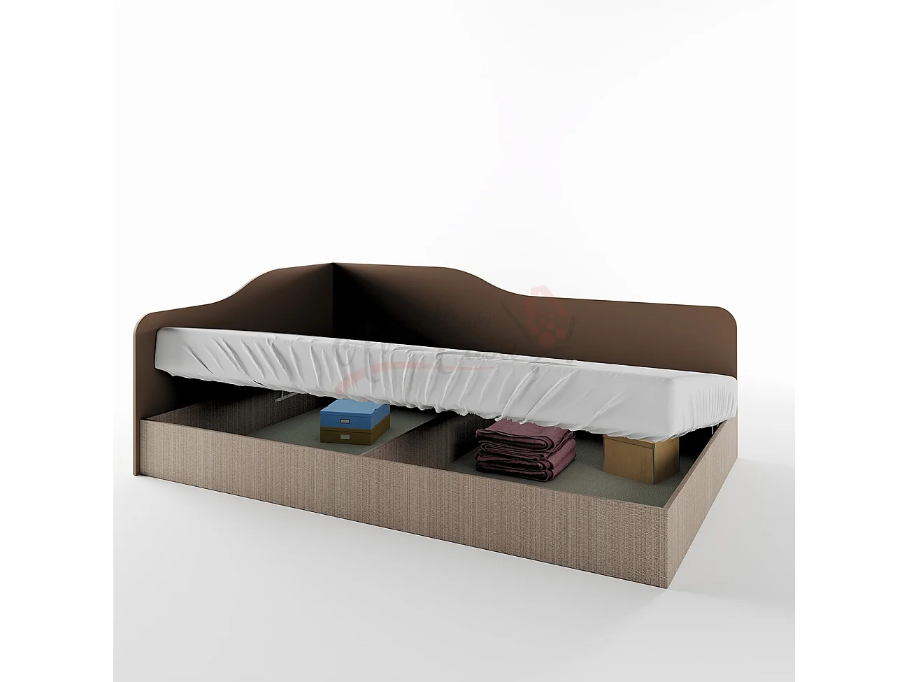 Letto una piazza e mezza ad angolo per cameretta 190x120 cm beige scuro e lino LI2009