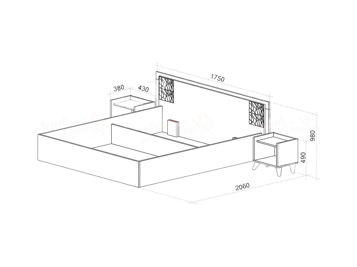 Letto matrimoniale moderno contenitore 200x160 rovere moka e bianco lucido LU39