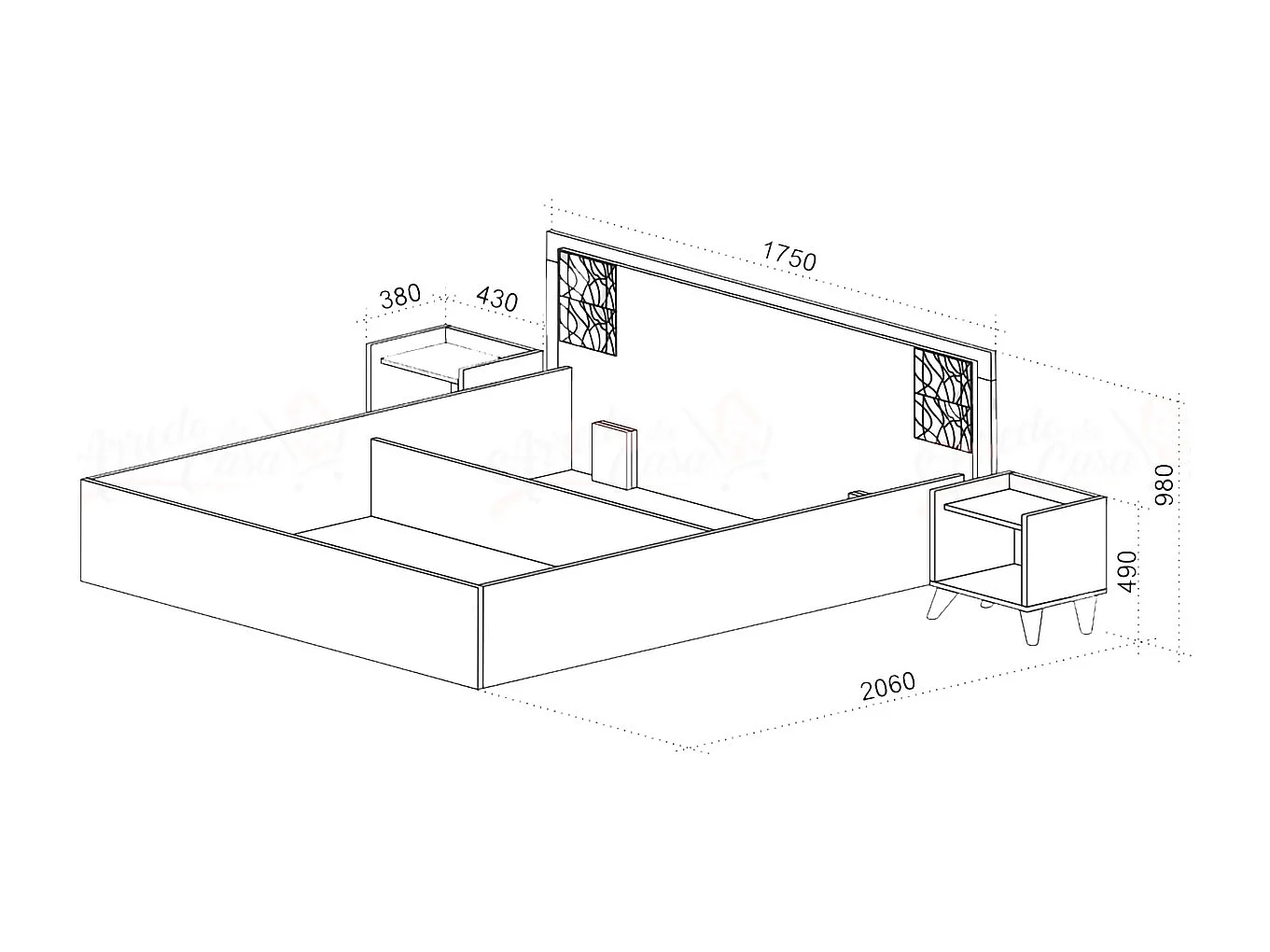 Letto matrimoniale moderno contenitore 200x160 rovere moka e bianco lucido LU39