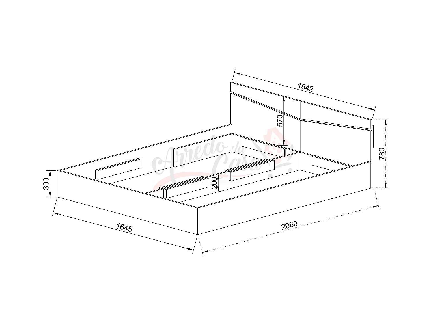 Letto matrimoniale moderno con contenitore effetto legno 206x78 cm beige scuro e lino LI2008