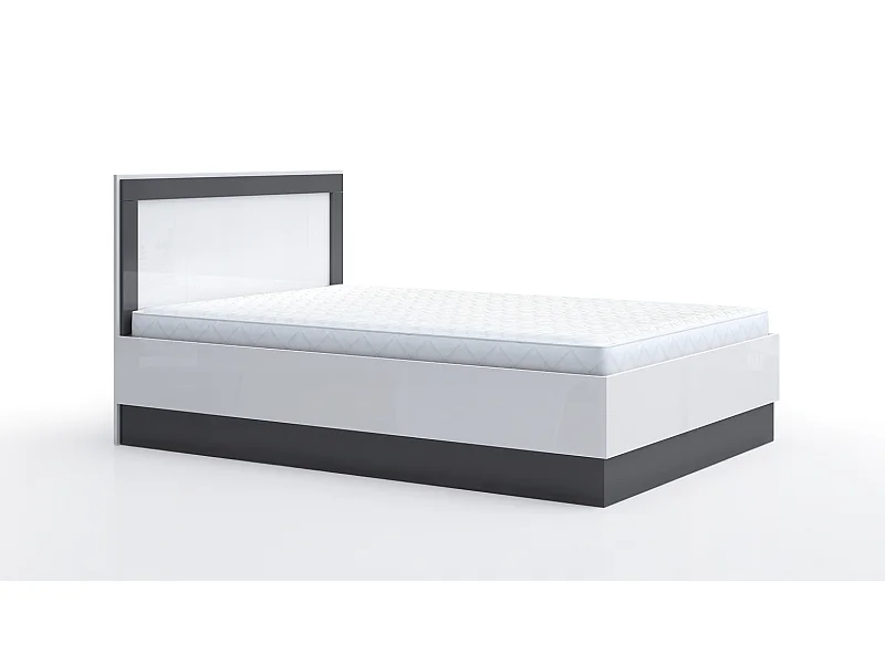 Letto alla francese 140x200 bianco lucido e antracite LG59