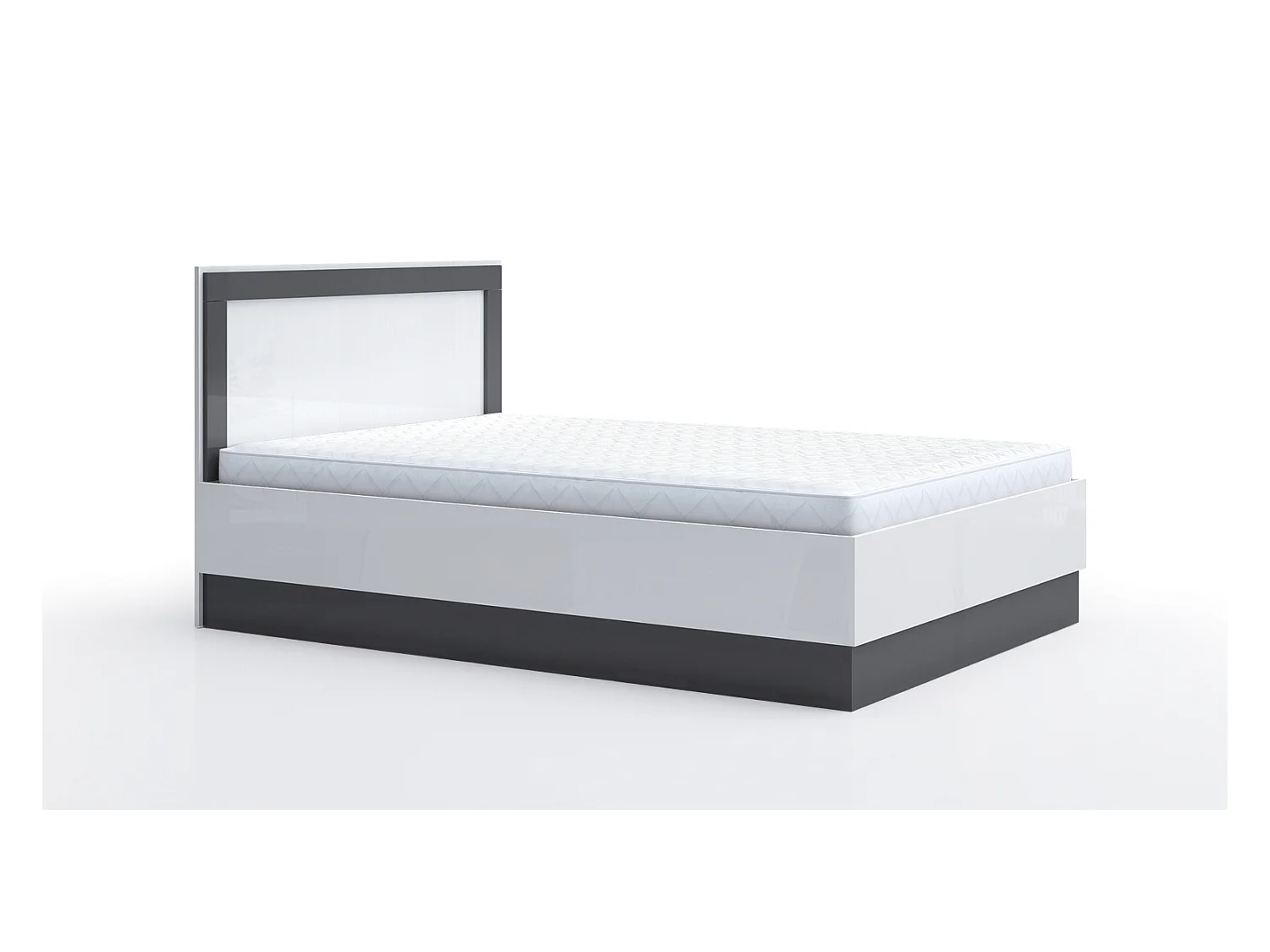 Letto alla francese 140x200 bianco lucido e antracite LG59