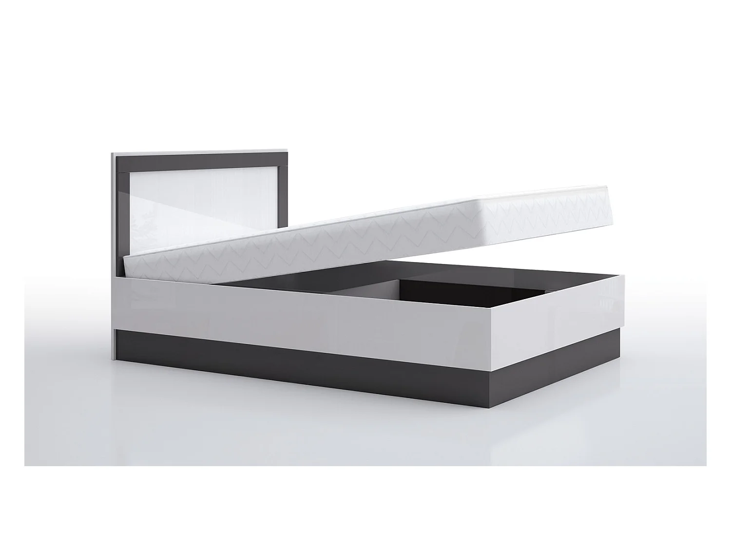 Letto alla francese 140x200 bianco lucido e antracite LG59