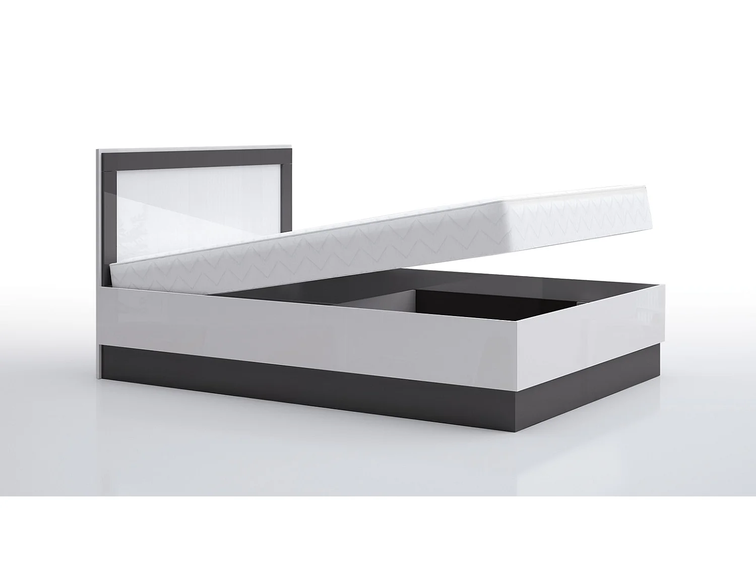 Letto alla francese 140x200 bianco lucido e antracite LG59