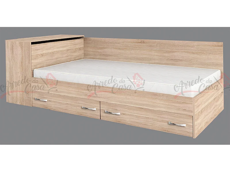 Letto a una piazza e mezza contenitore effetto legno 190x120 rovere sonoma LG3